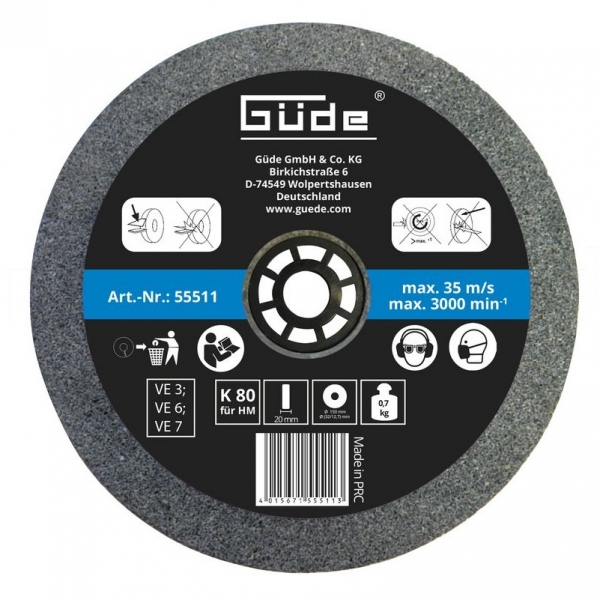 Disc abraziv pentru polizor de banc Guede GUDE55511 O150x20x32 mm granulatie K80