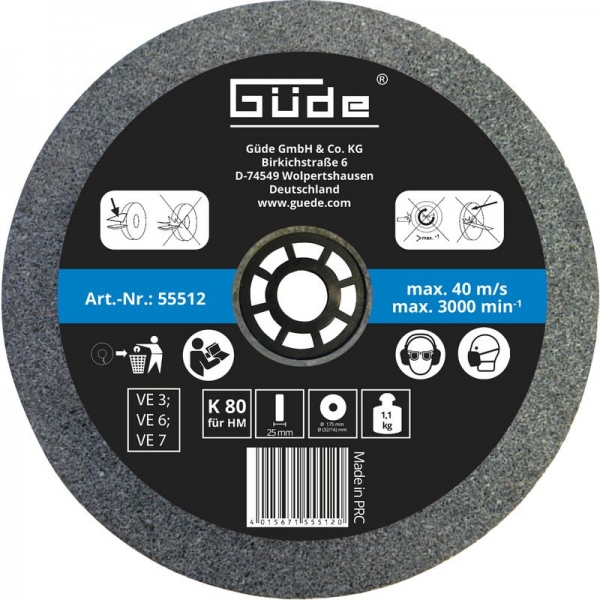 Disc abraziv pentru polizor de banc Guede GUDE55512 O175x20x32 mm granulatie K80