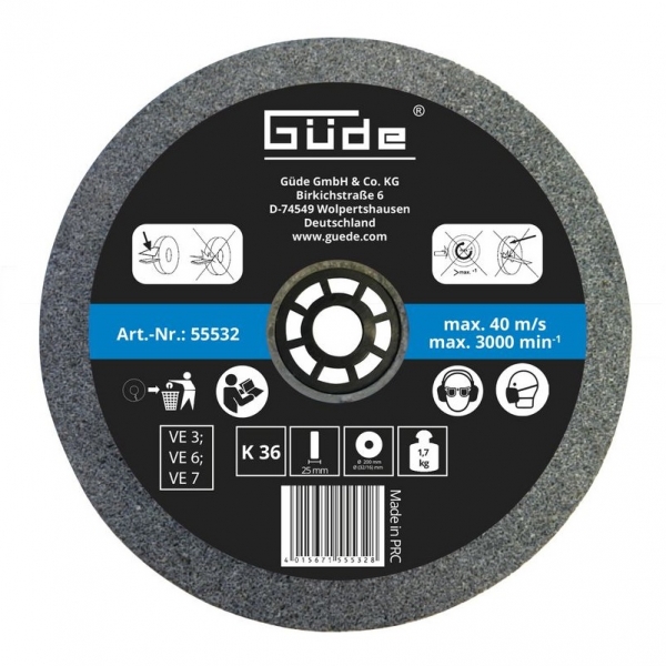 Disc abraziv pentru polizor de banc Guede GUDE55532 O200x25x32 mm granulatie K36