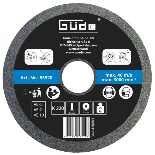 Disc abraziv pentru polizor de banc Guede GUDE55520 O 200x40x20 mm granulatie K220