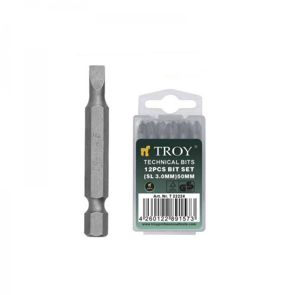 Set de biti Troy T22224, 3 x 50 mm, 12 bucati